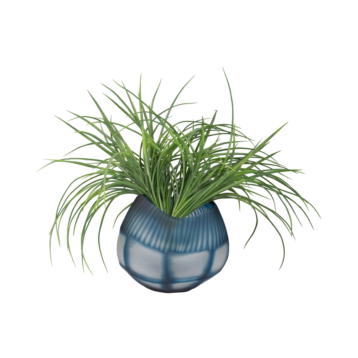 GLASS, 9" CARVED BOWL BLUE