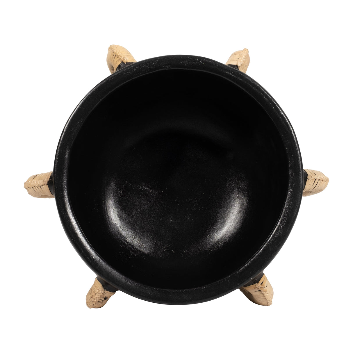 TERRACOTTA, 11"H EARED BOWL ON STAND VASE, BLACK