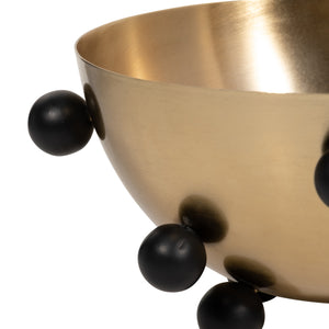 METAL, 13" BUBBLE BOWL, GOLD/BLACK