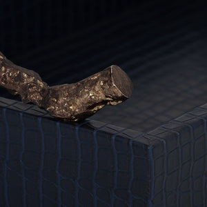 FAUX LEATHER, 16" COPENHAGEN TRAY, NAVY/GOLD