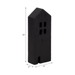 10" Wood House Decor, Black