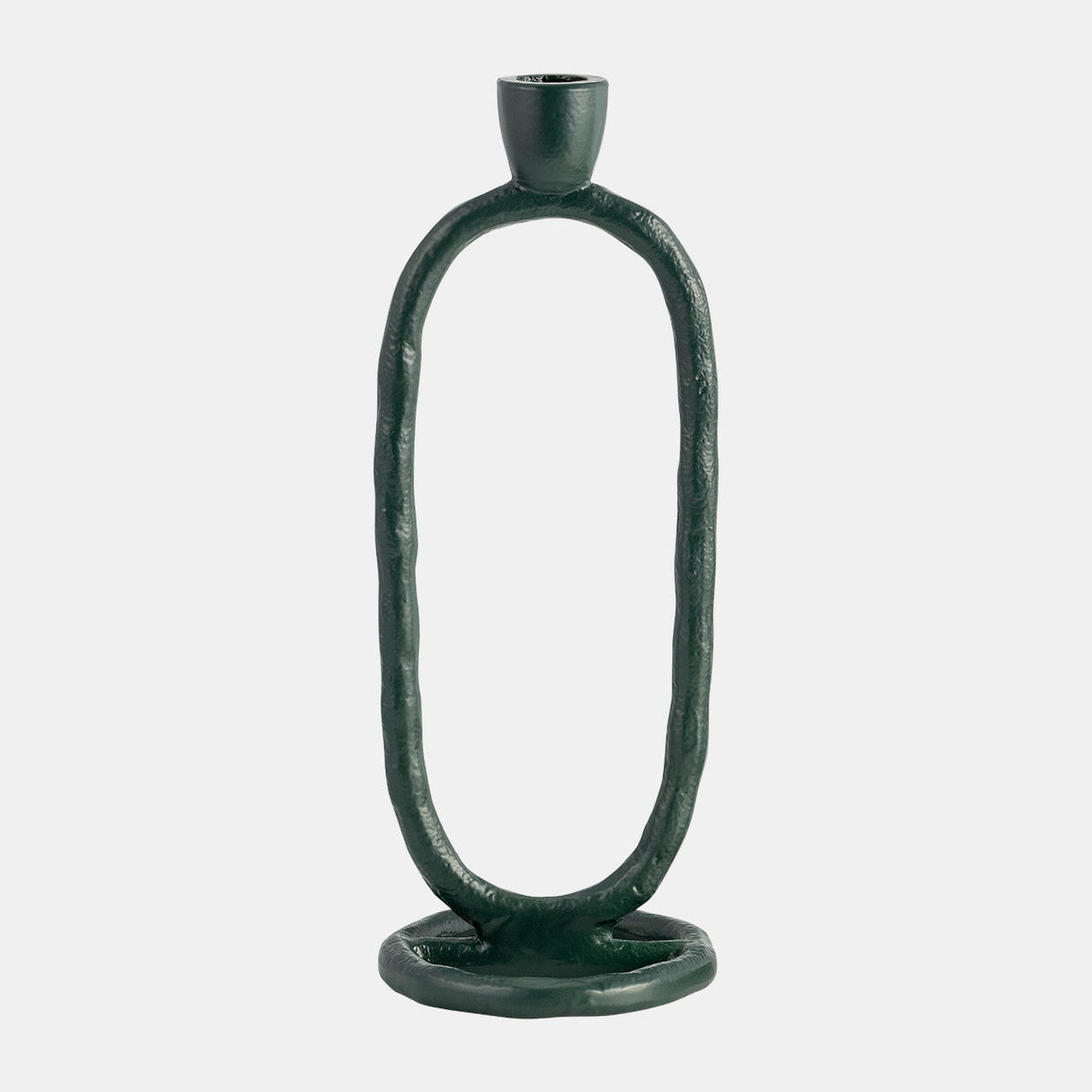 METAL, 10" OPEN OVAL TAPER CANDLEHOLDER, DARK GREE