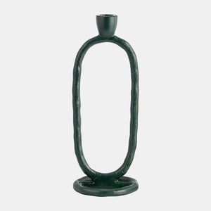 METAL, 10" OPEN OVAL TAPER CANDLEHOLDER, DARK GREE