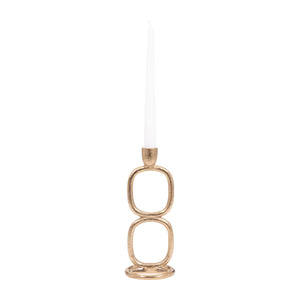 METAL, 10" DOUBLE STACK TAPER CANDLEHOLDER, GOLD