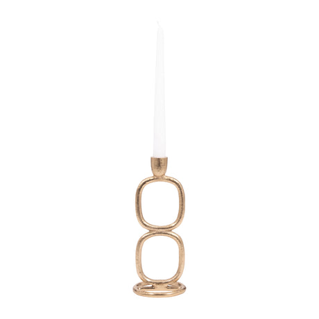 METAL, 10" DOUBLE STACK TAPER CANDLEHOLDER, GOLD