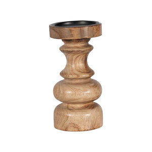 WOOD, 8" TRADITIONAL PILLAR CANDLEHOLDER, NATURAL