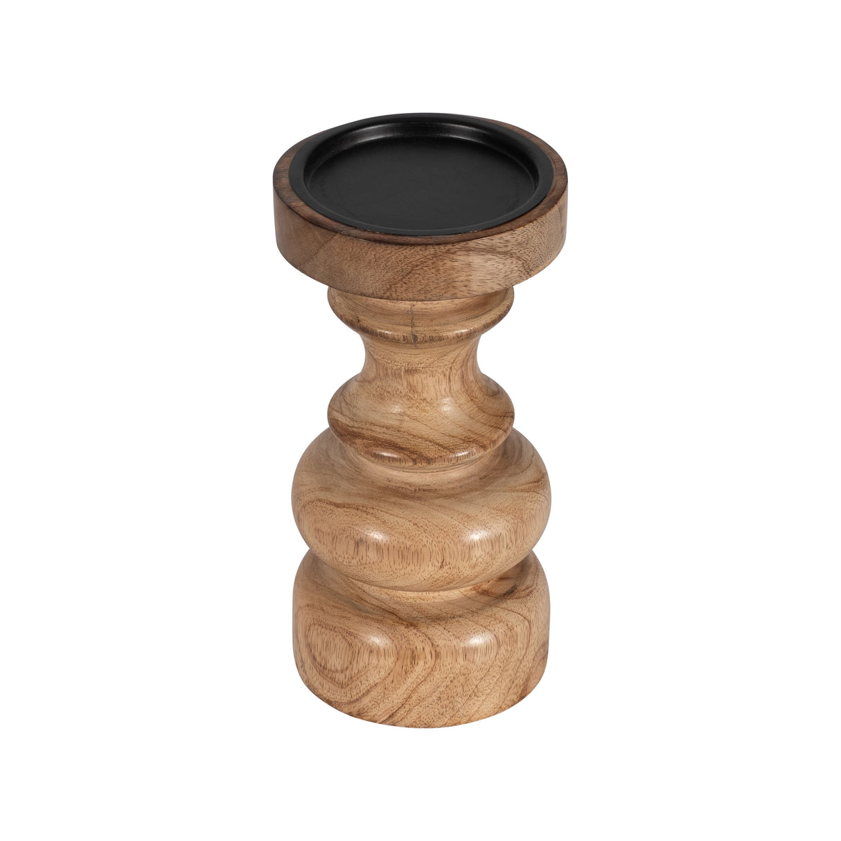 WOOD, 8" TRADITIONAL PILLAR CANDLEHOLDER, NATURAL