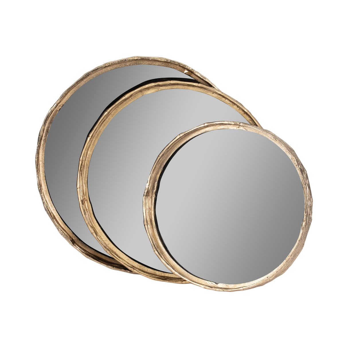 METAL, S/3 16/19/21" ROUND TRAYS, GOLD/BLACK