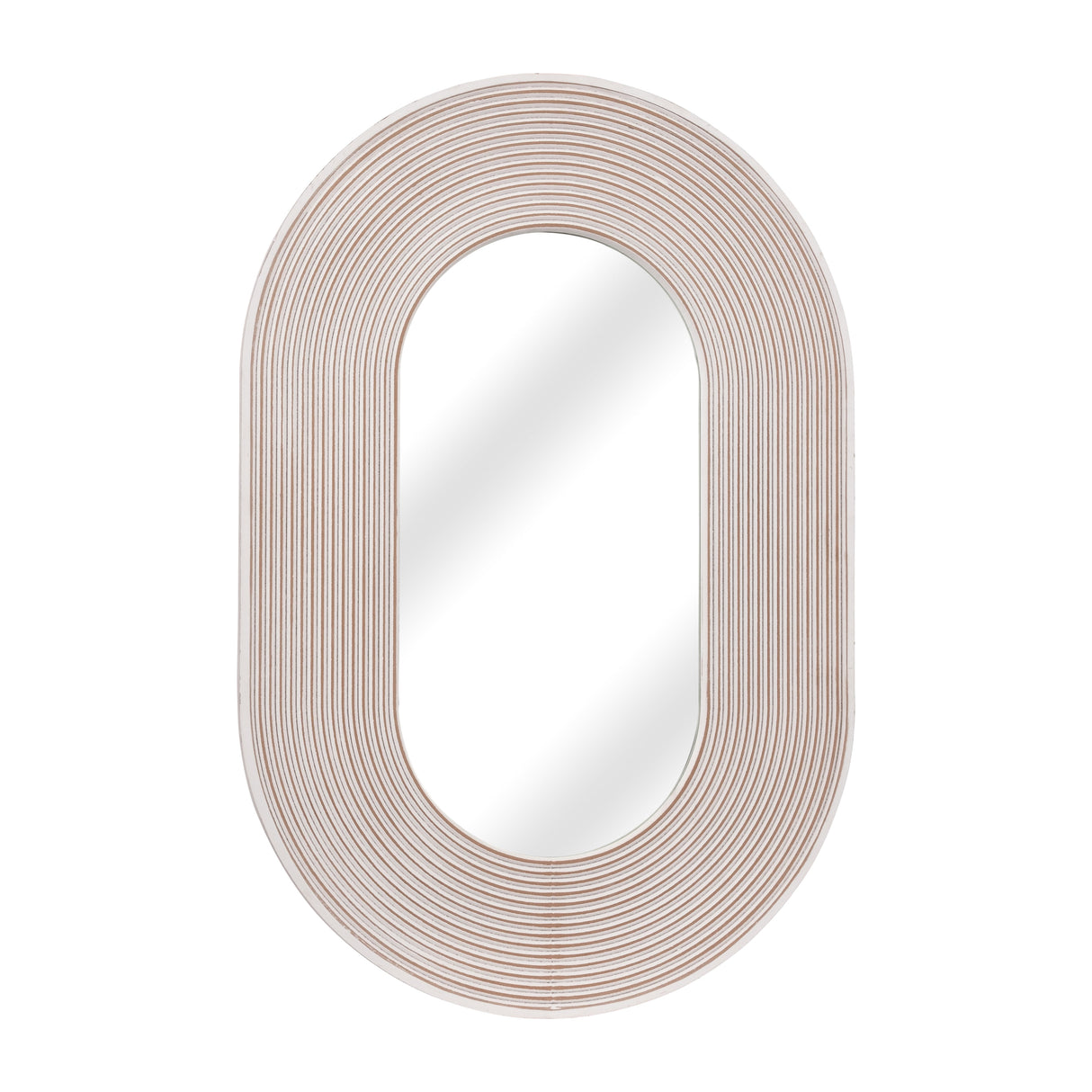 36" RIBBED OVAL MIRROR, WHITE ANTIQUE