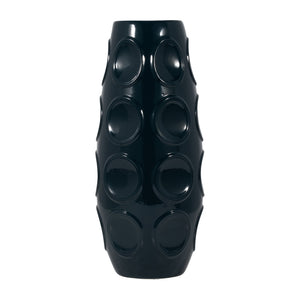 STONEWARE, 17" CIRCLE EMBOSSED VASE, NAVY