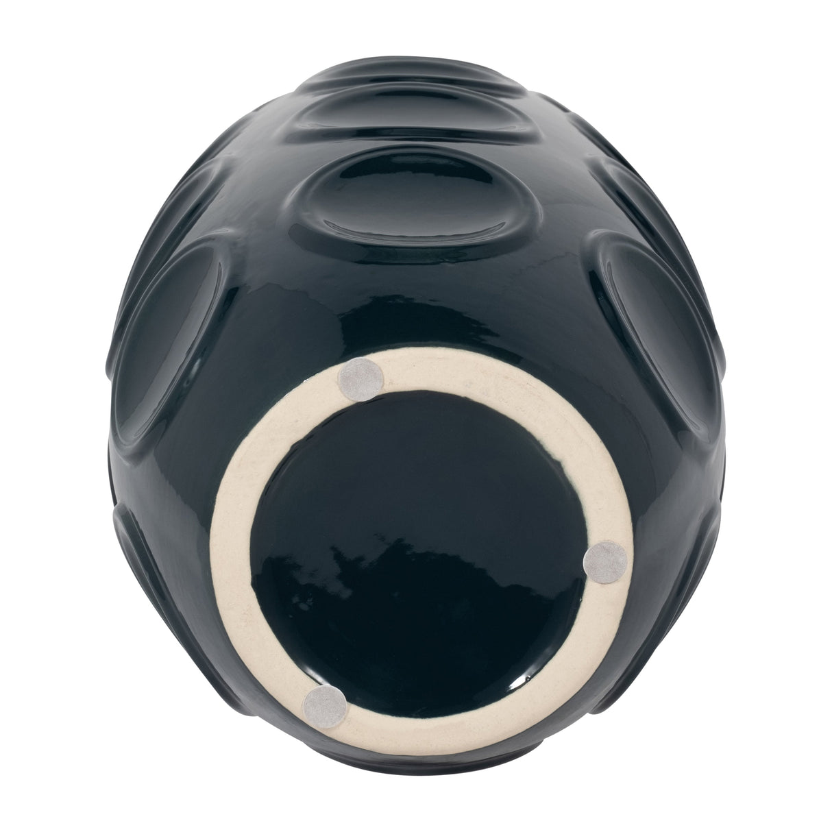 STONEWARE, 17" CIRCLE EMBOSSED VASE, NAVY