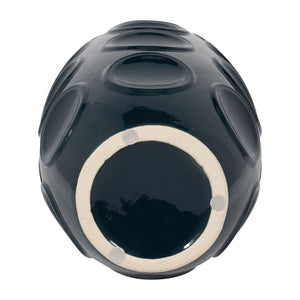 STONEWARE, 17" CIRCLE EMBOSSED VASE, NAVY