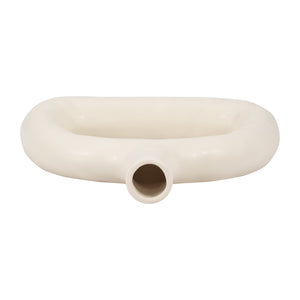 CER 8" TEXTURED WIDE CUT-OUT VASE, COTTON