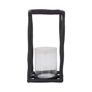 METAL, 12" OPEN SQUARE HURRICANE HOLDER, BLACK