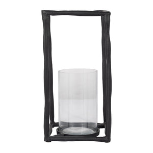 METAL, 16" OPEN SQUARE HURRICANE HOLDER, BLACK
