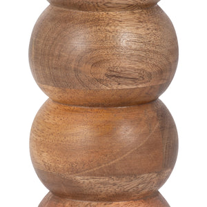 WOOD, 8" RIBBED VOTIVE HOLDER, BROWN