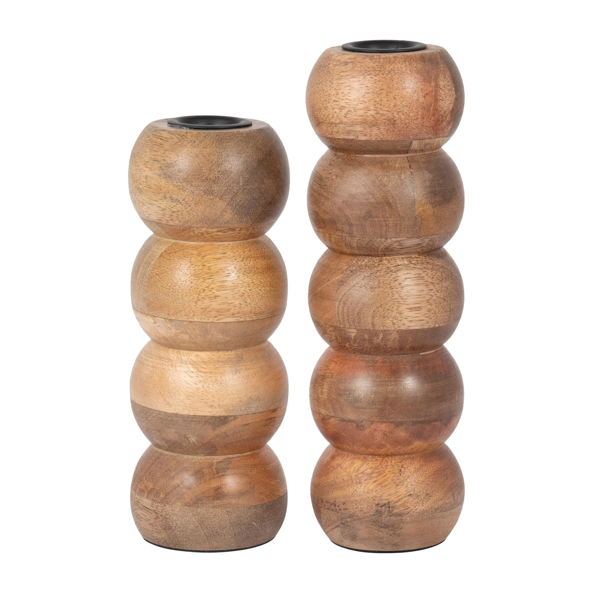 WOOD, 8" RIBBED VOTIVE HOLDER, BROWN