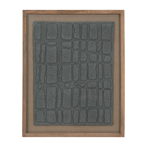 28X35 PAPER MACHE WALL ART FRAMED GLASS, DK GRAY