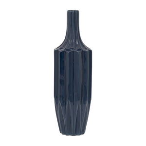 CER, 16" FLUTED VASE, NAVY