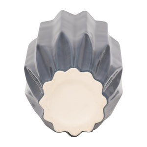 CER, 16" FLUTED VASE, NAVY