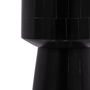 RESIN, 12" PILLAR CANDLEHOLDER, BLACK