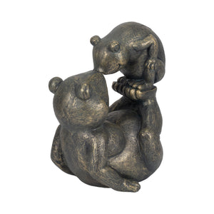 14" Frog Parent And Child Playing, Bronze