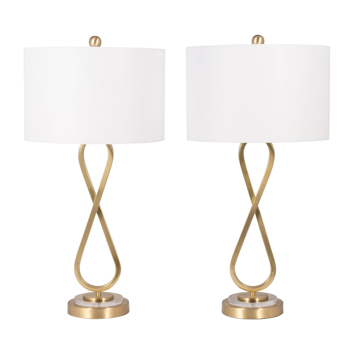 Metal, S/2 28" Infinity Table Lamps, Gold