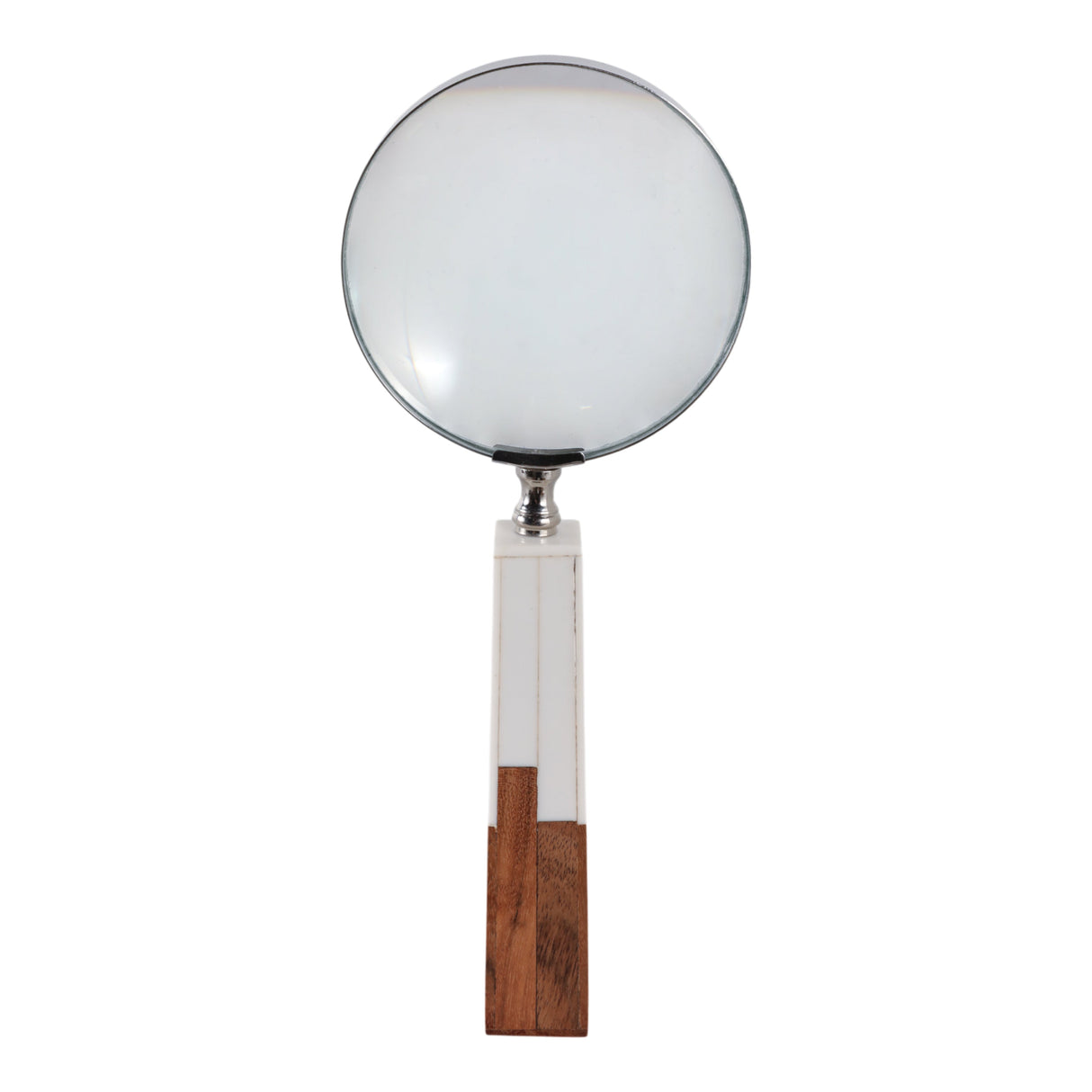 10x4" 2-toned Handle Magnifying Glass, White/brown