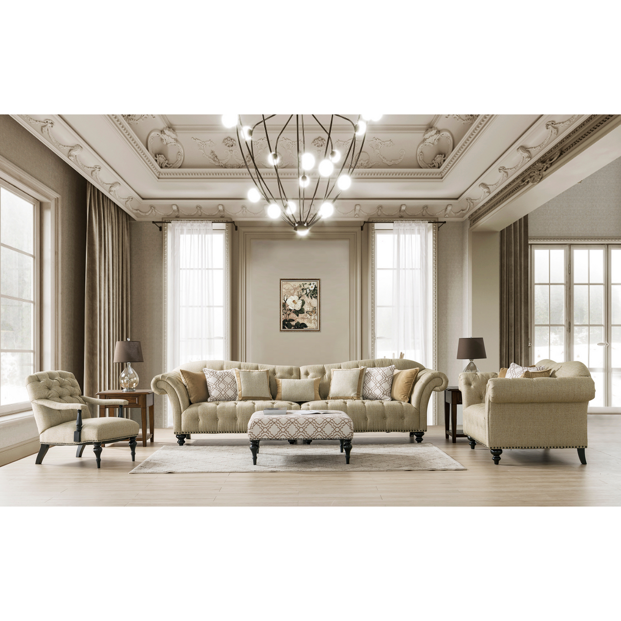 Classic Beige 3 Seater Sofa