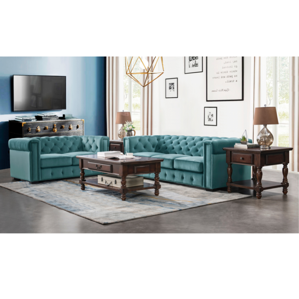 Aurora Cyan Loveseat