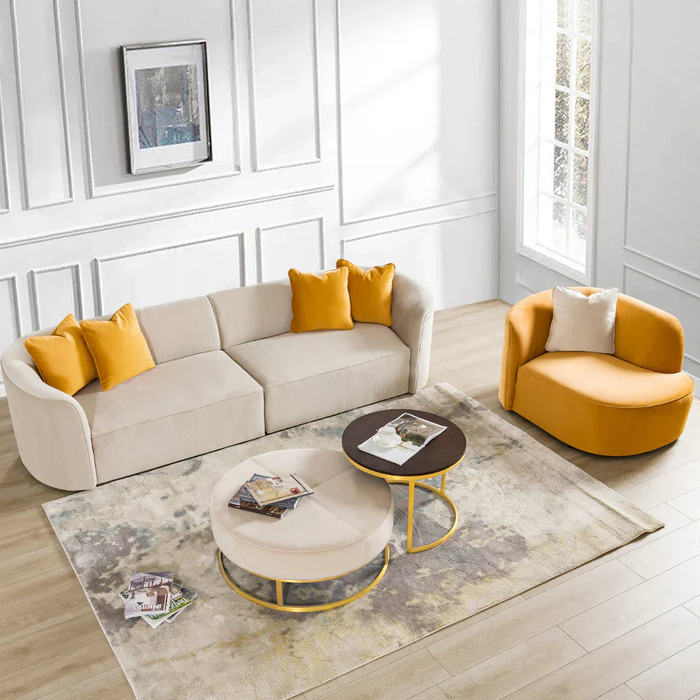 Dana Beige Mustard Sofa (232cm/287cm)