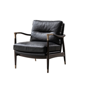 Lonut Black Accent Chair + Ottoman