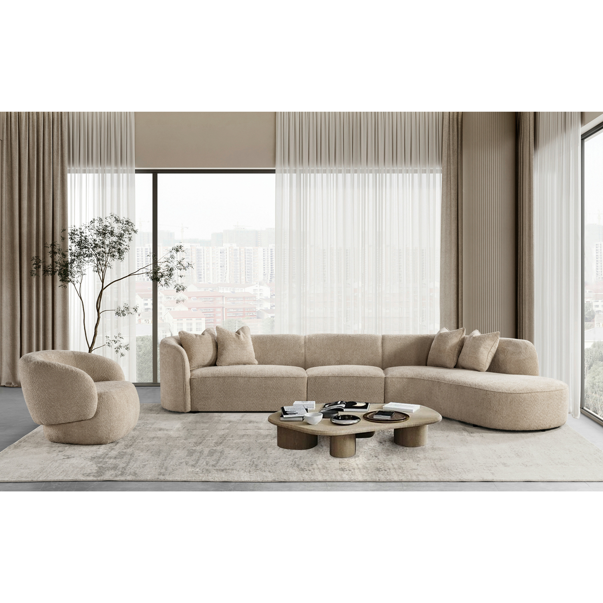 Raya Beige Living Room Set