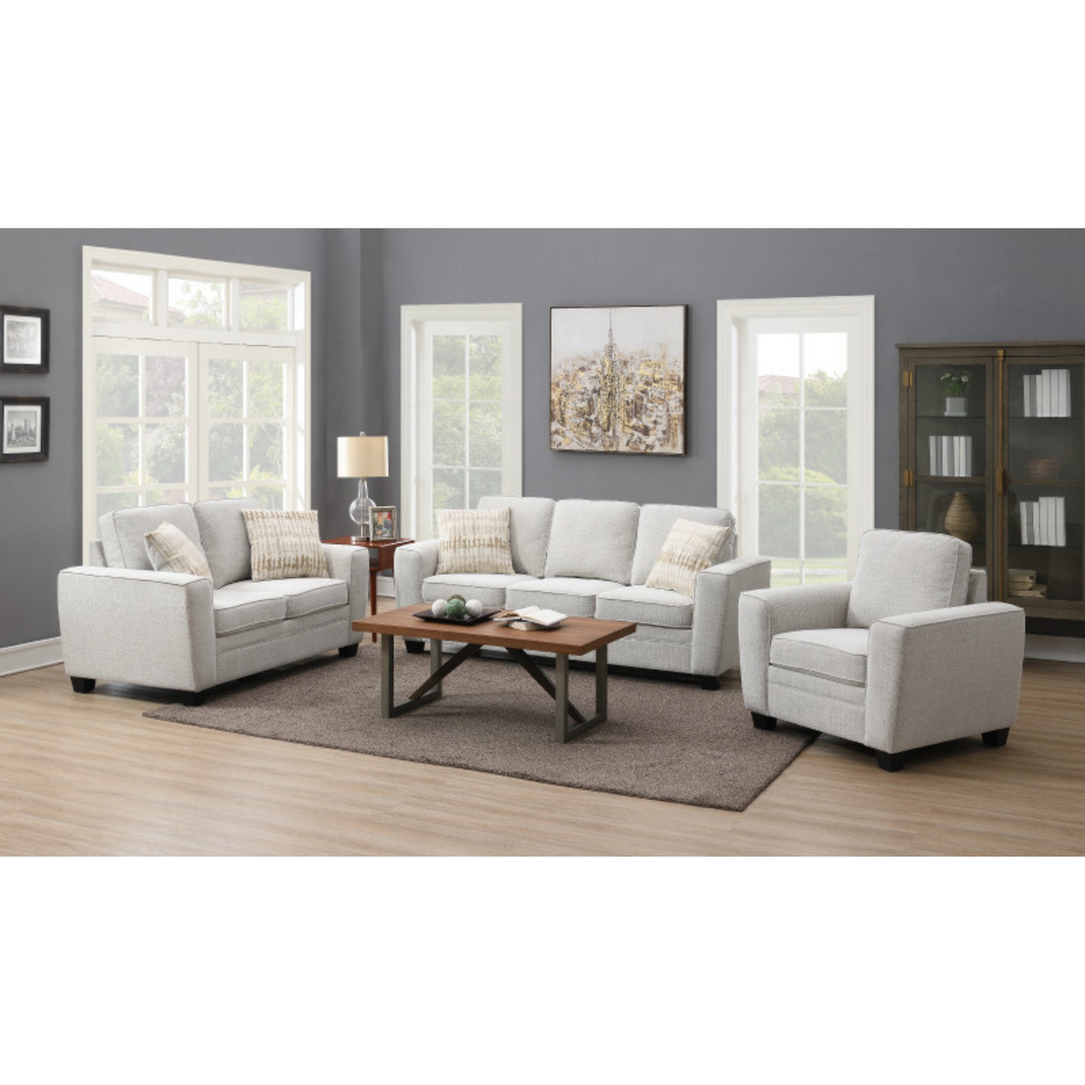 Confa Beige Living Room Set (Sofa + Loveseat + Chair)