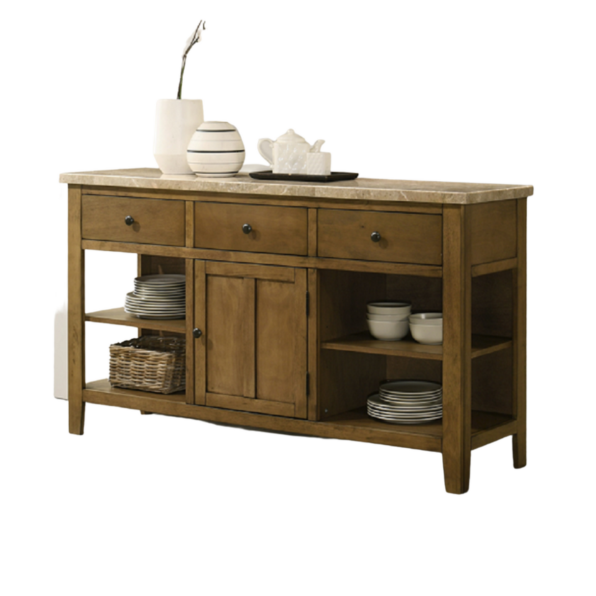 Xavier Brown Marble Top Buffet