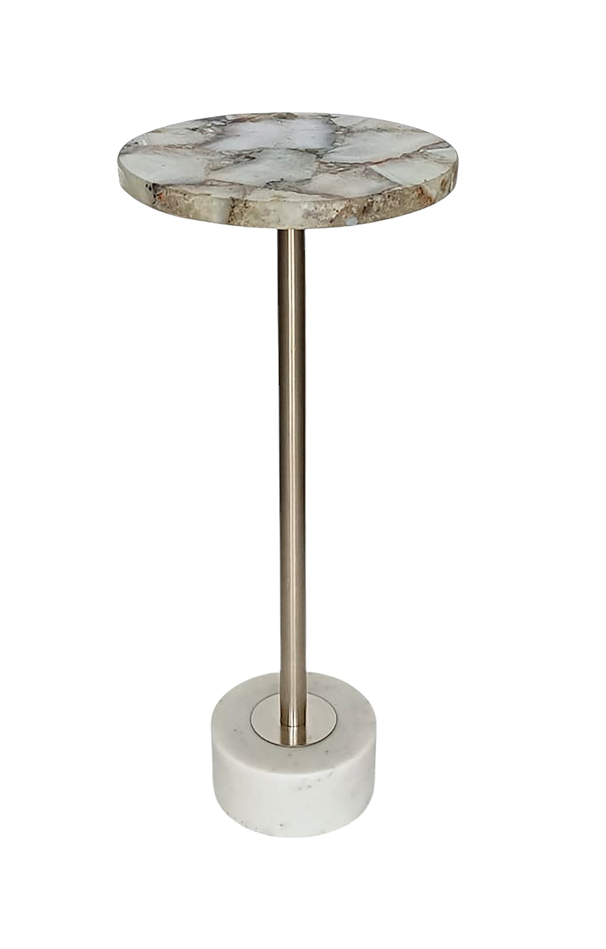 24" CANNES AGATE AND MARBLE ACCENT TABLE Silver