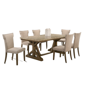 Xavier Marble Top Brown 6 Seater Dining Table