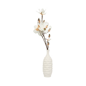 11" Horizontal Ribbon Vase Sand Texture, White