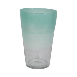 14" Fluted Glass Vase, Aqua Haze