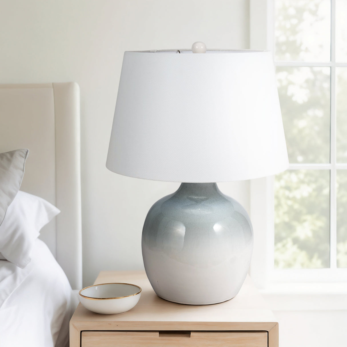 27" Reactive Finish Table Lamp, Blue/white