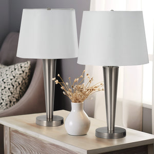 Metal,s/2,25"h,slim Cone Table Lamps,nickel