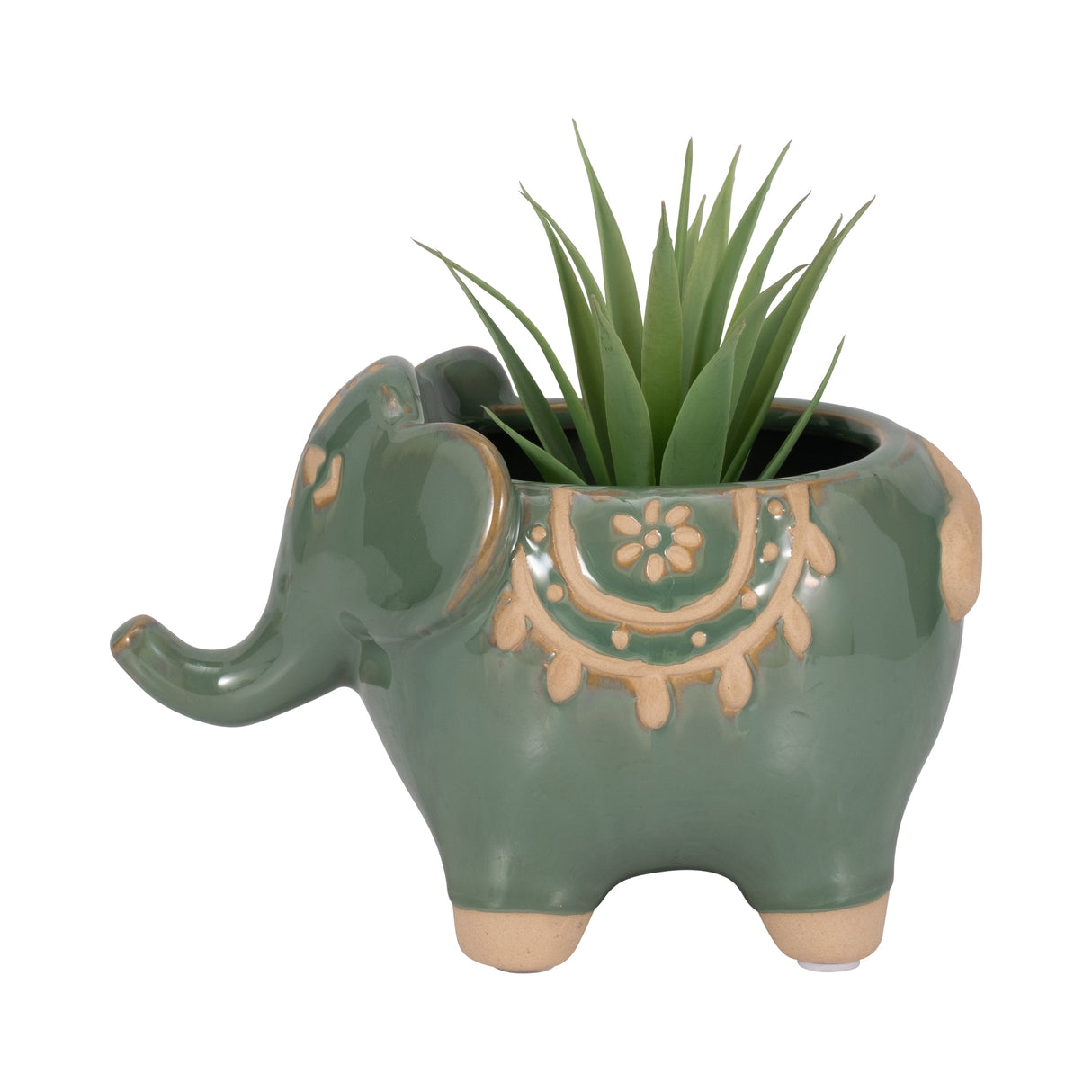 7" Elephant Planter, Green