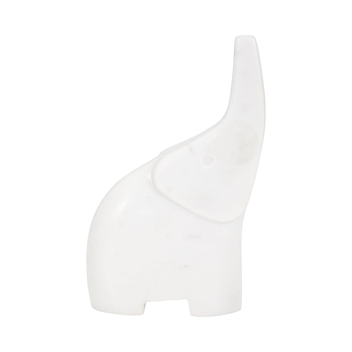 7" Trunk In The Air Marble Elephant, White