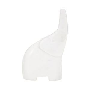 7" Trunk In The Air Marble Elephant, White