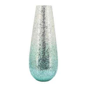 18" Crackled Vase, Green Ombre