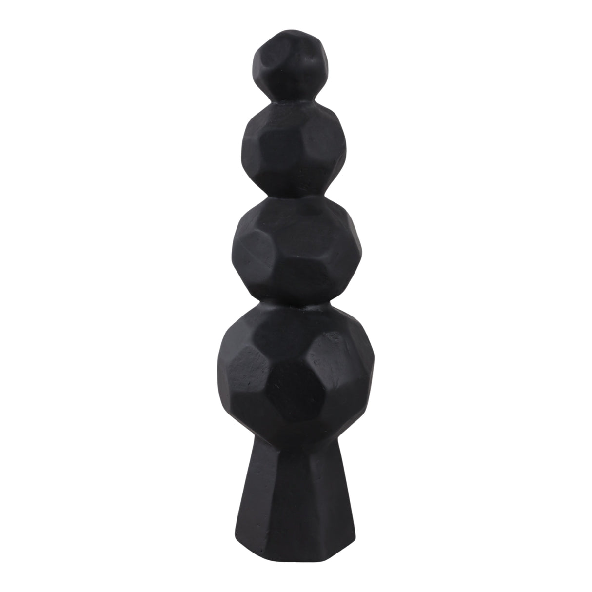 19x6" Faceted Rocks Paper Mache Sculpture, Black
