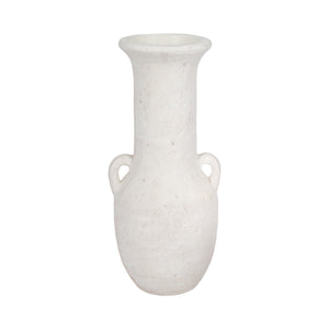 19" Terracotta Nomad Vase Rough Finish, White