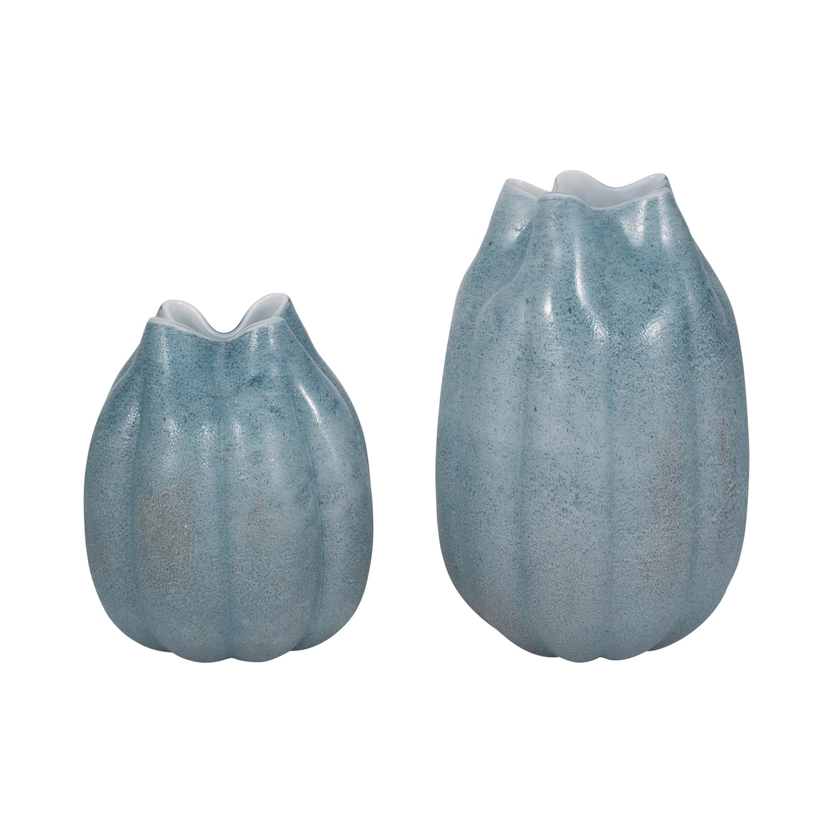 14" Glass Sea Urchin Vase, Blue