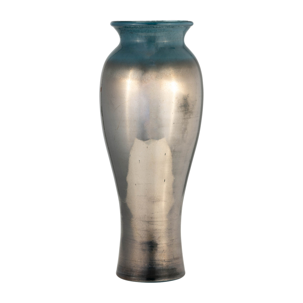 GLASS, 16"H OLPE VASE, TEAL