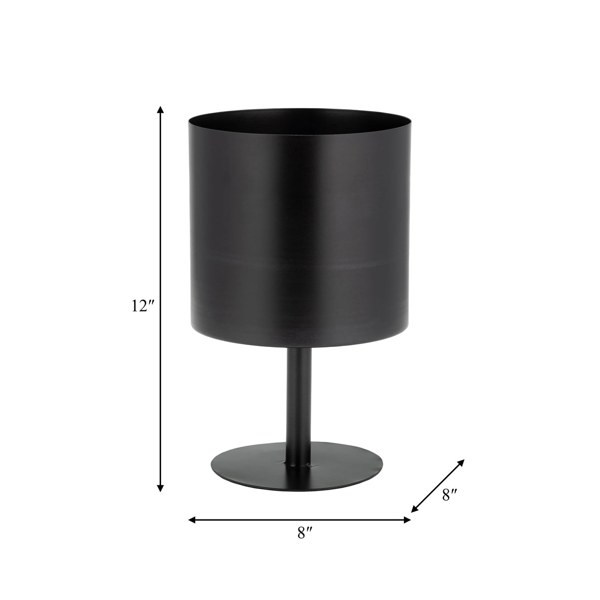 Ec Metal,8",flat Round Base Planter,black